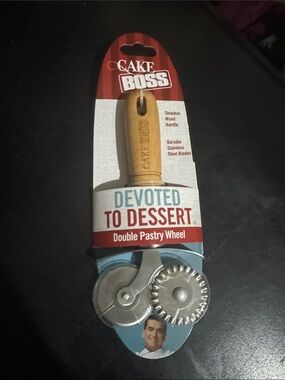 Cake Boss Wooden & Stainless Steel Double Pastry Wheel